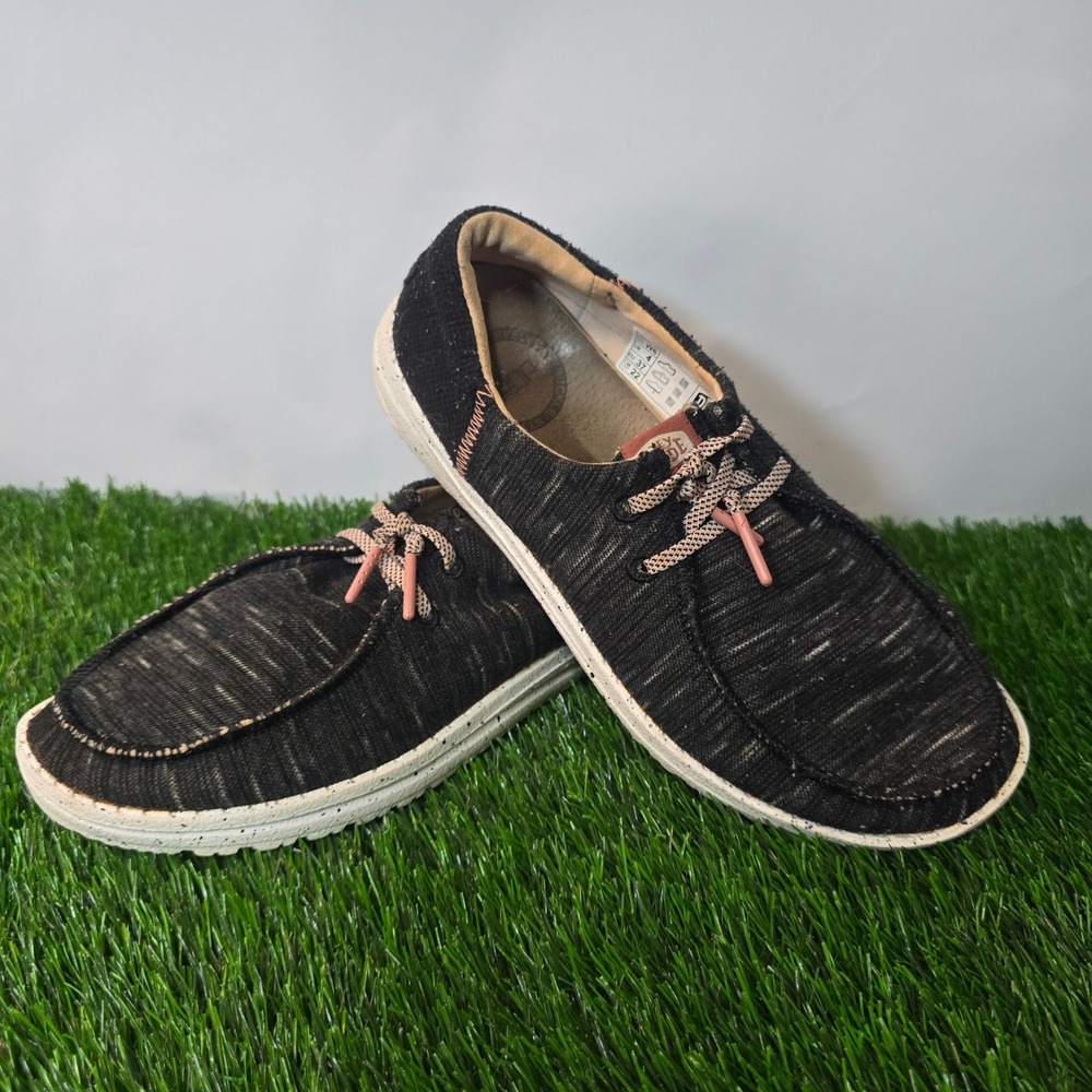 Hey Dude Size 6 Black Wendy Funk Jersey Shoes Womens Casual Loafers Buckle